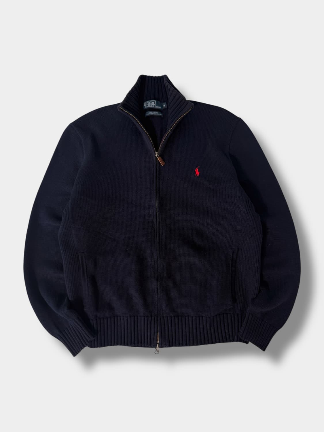 폴로 랄프로렌 루즈핏 해비 코튼 딥네이비 투웨이 니트집업 상품이미지1