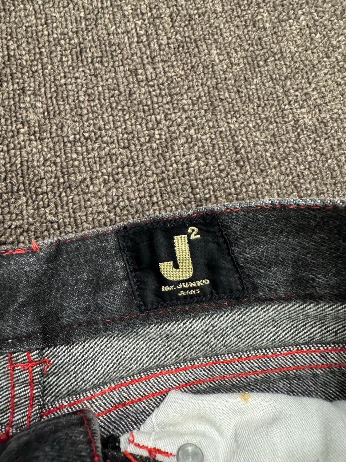 OS)Japanese vintage 레드 스티치 포인트 흑청 데님팬츠 상품이미지4