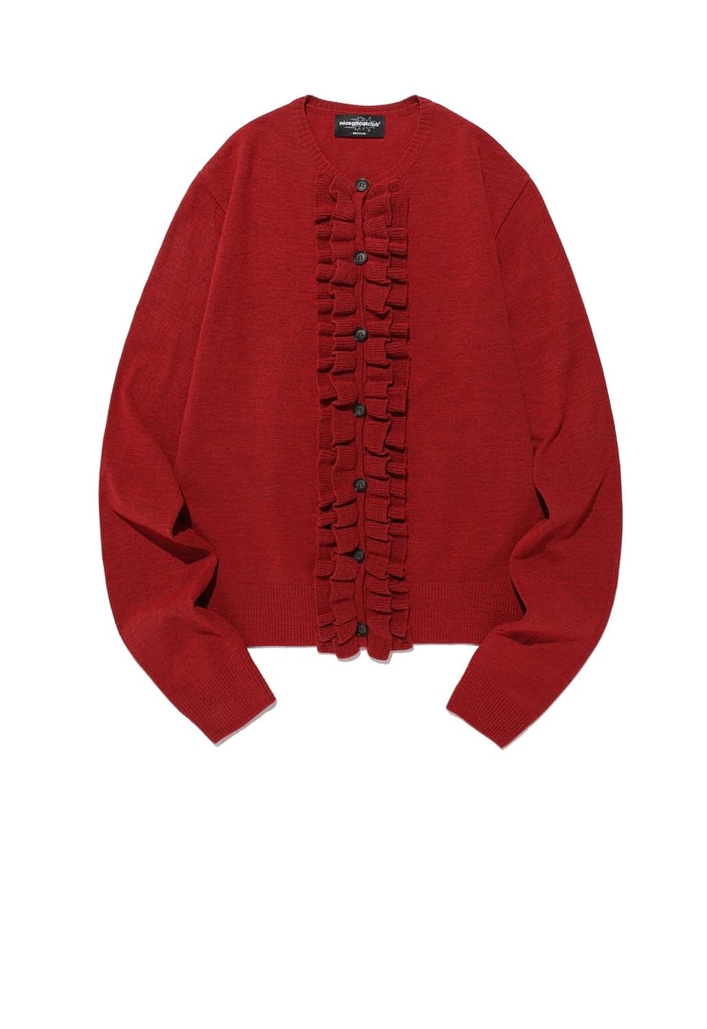 새상품)나고클 프릴 니트 가디건 레드 s 상품이미지1