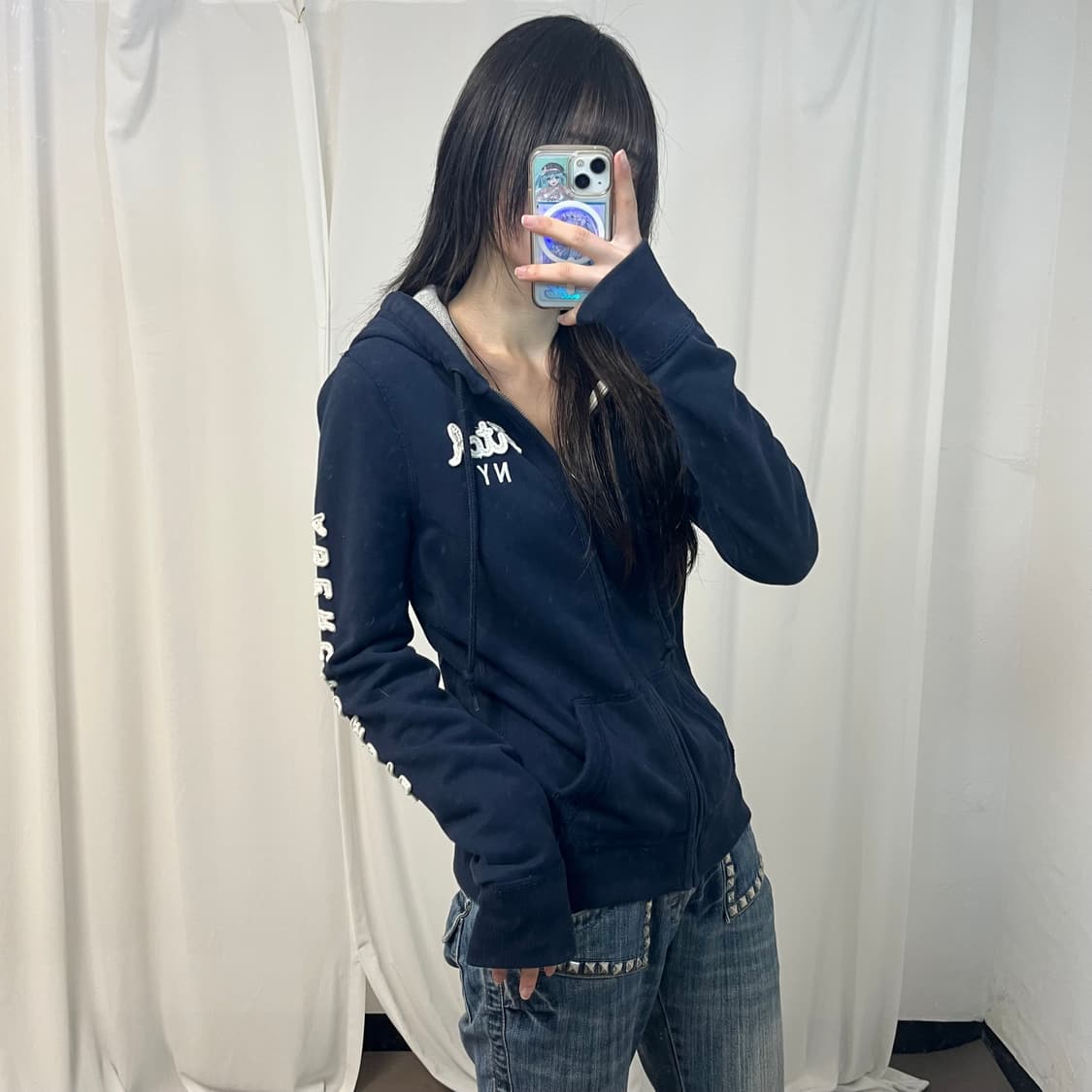 Abercrombie navy zip-up hoodie 상품이미지2