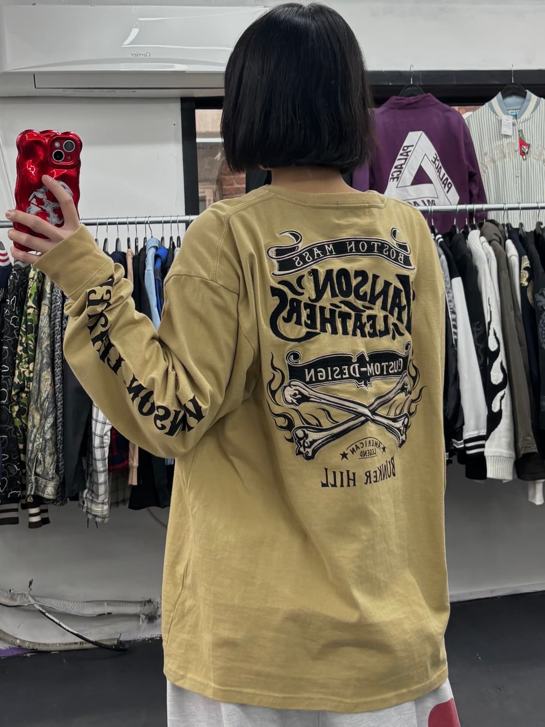 밴슨 레더 자수 롱슬리브 상품이미지1