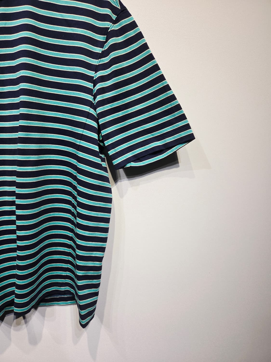 타임 옴므(TIME) 네이비 민트 스트라이프 반팔 티셔츠 상품이미지5