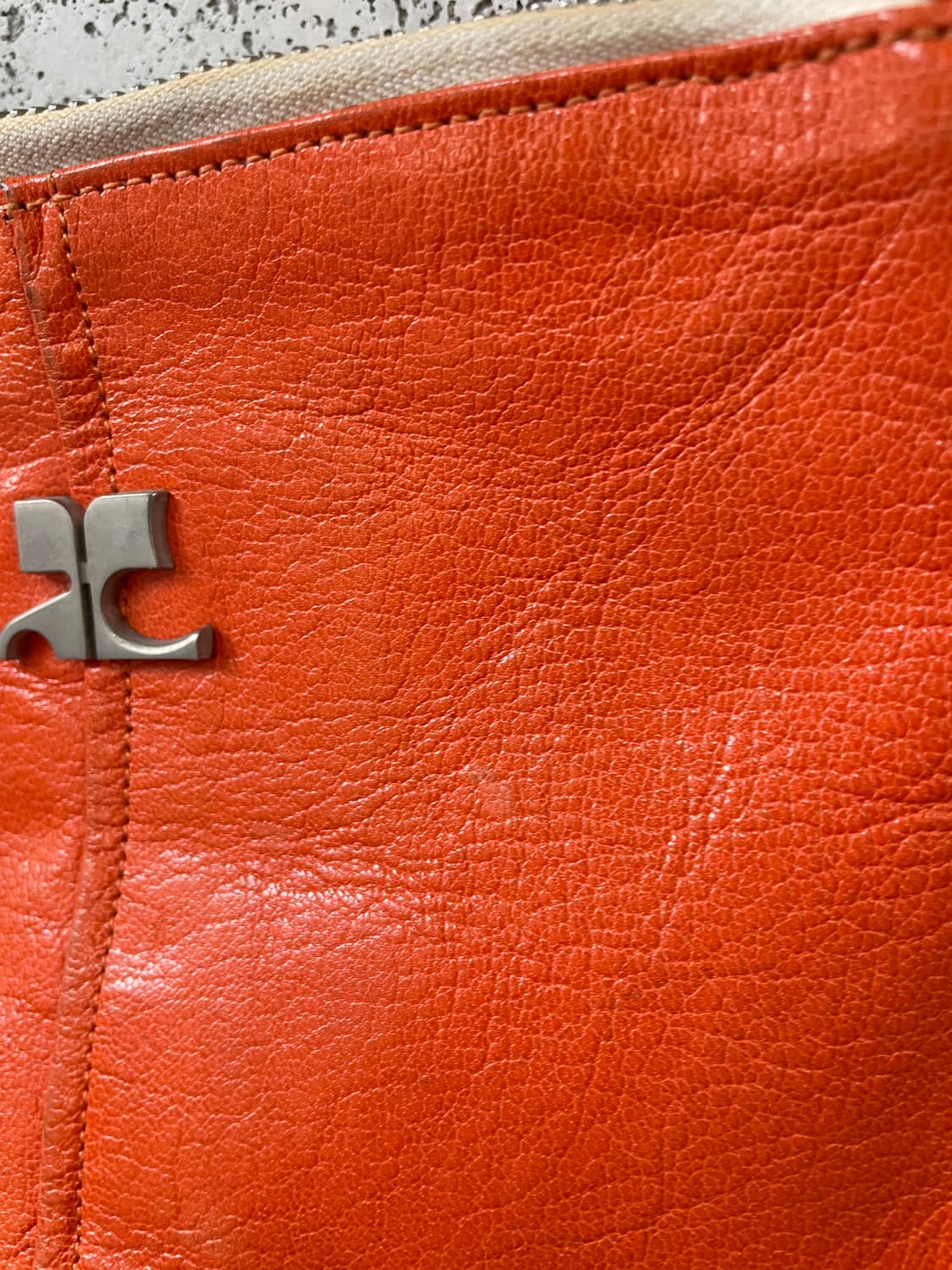 90s Courréges 꾸레쥬 소가죽 로고 미니백 상품이미지7