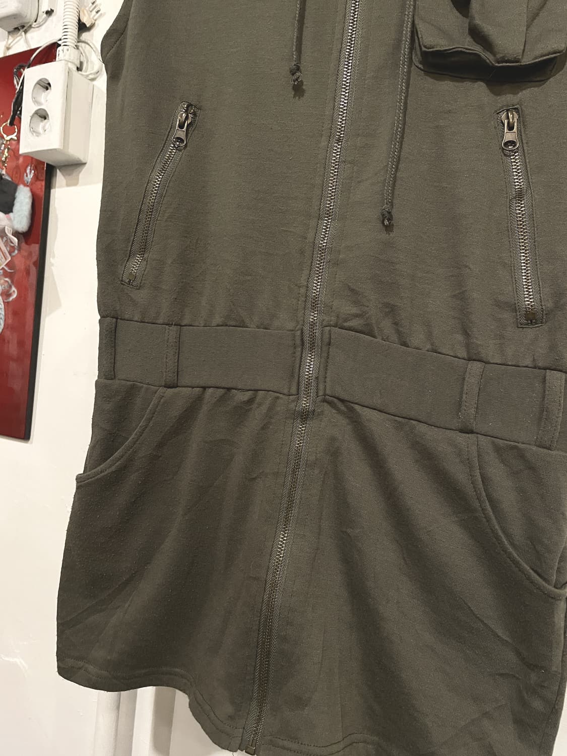 dig deep 디그딥 자수 레터링 카키 후드집업 미니원피스 y2k 상품이미지6