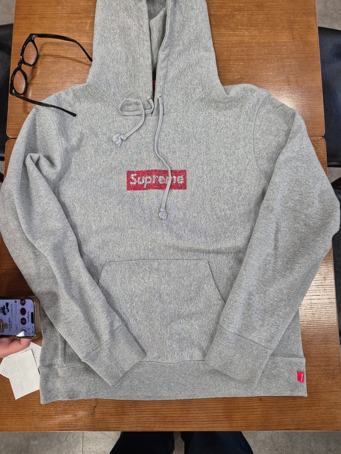 슈프림 스와로브스키 박스로고 후드티 M 상품이미지3