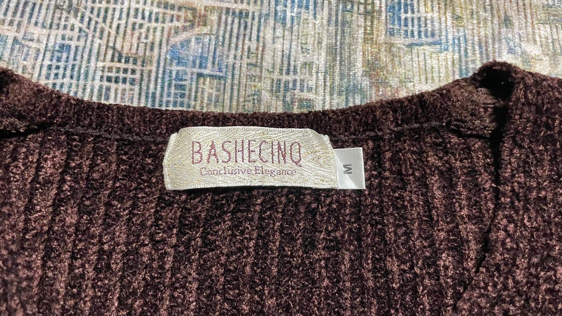 JPN 00s 일본 빈티지 y2k 모리걸 벨벳 셔닐 브이넥 니트 스웨터 상품이미지8