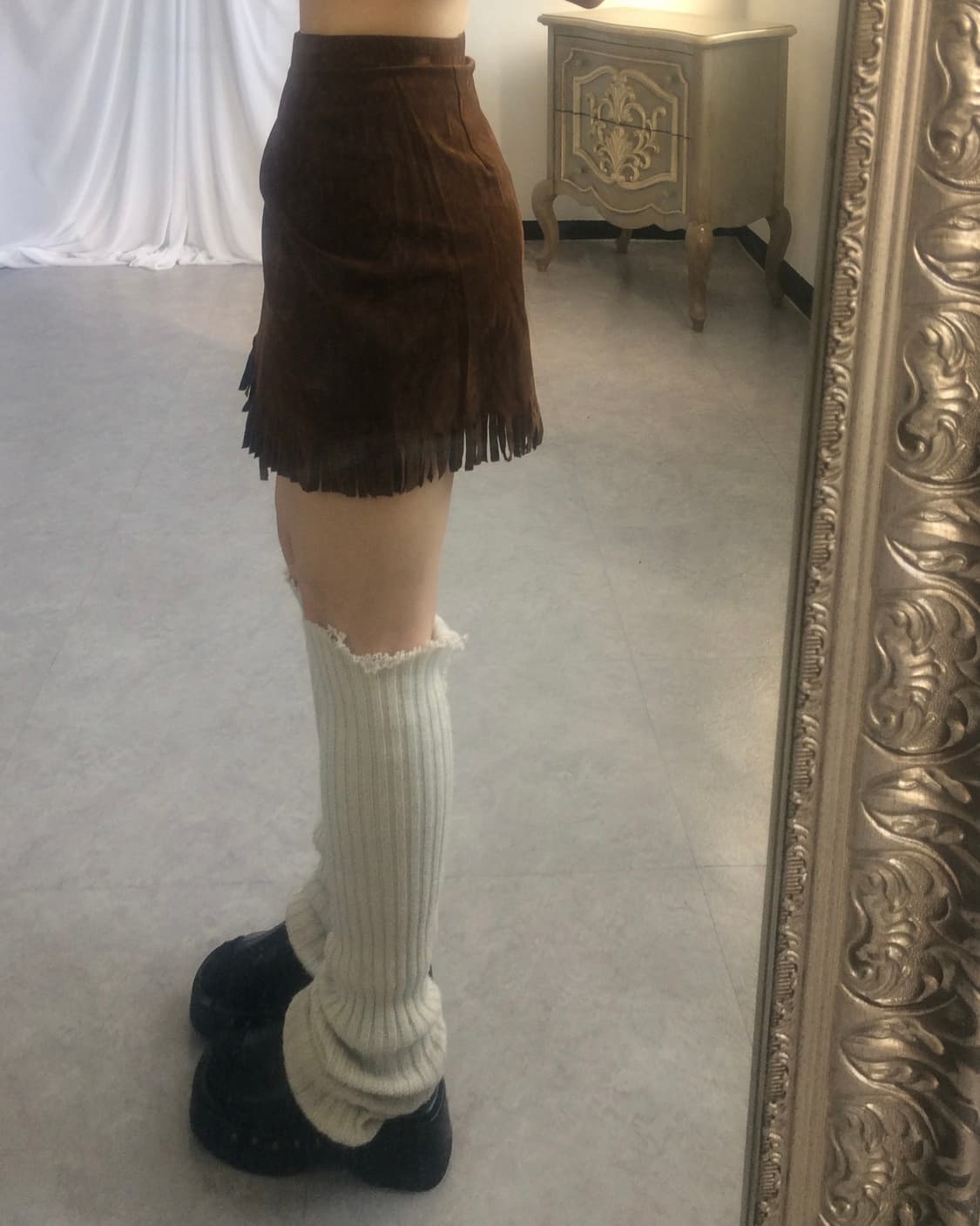 Fringe suede wrap skirt 상품이미지8