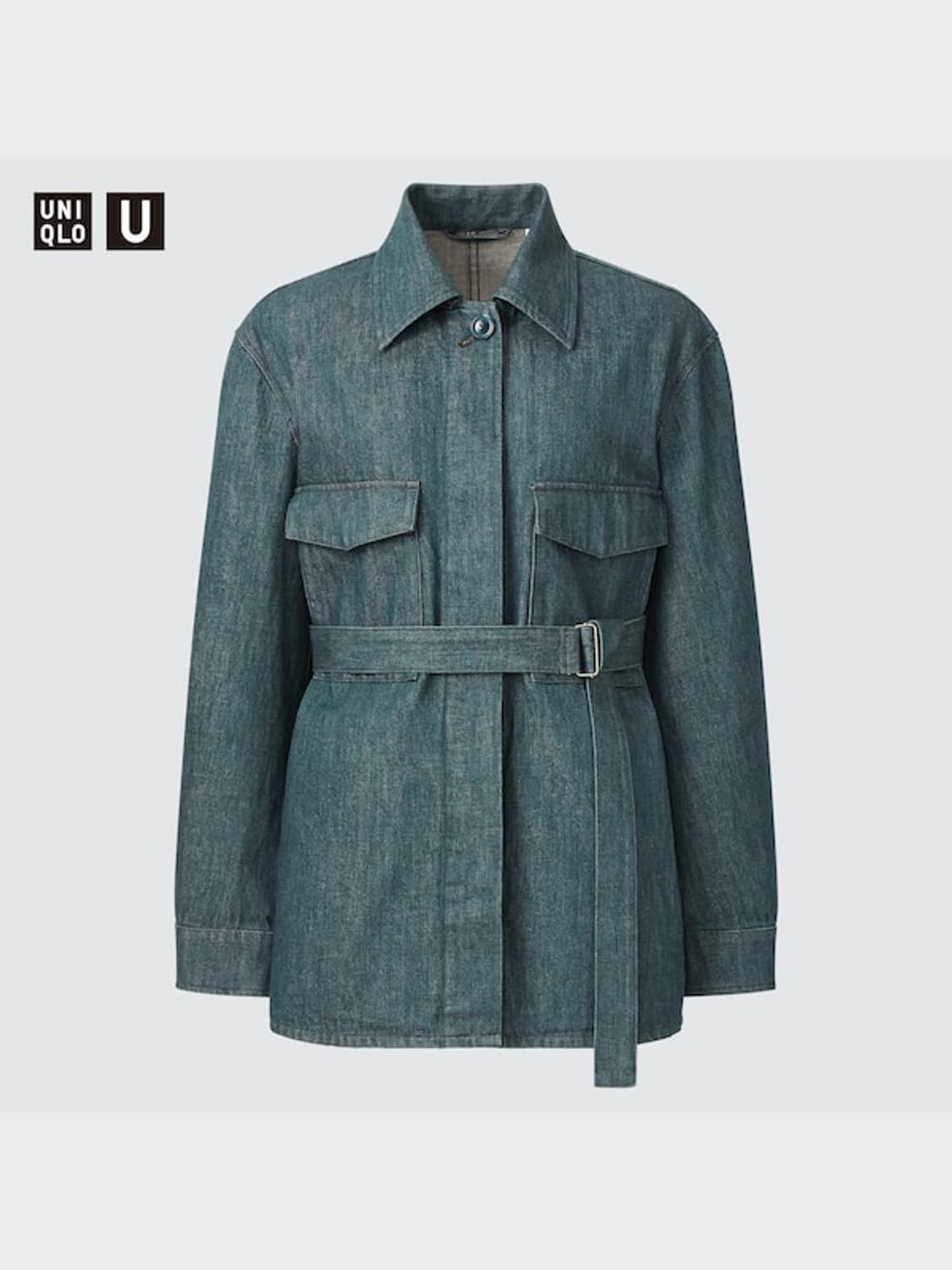 [L] 유니클로U 벨티드 루즈핏 데님 셔츠 자켓 상품이미지1