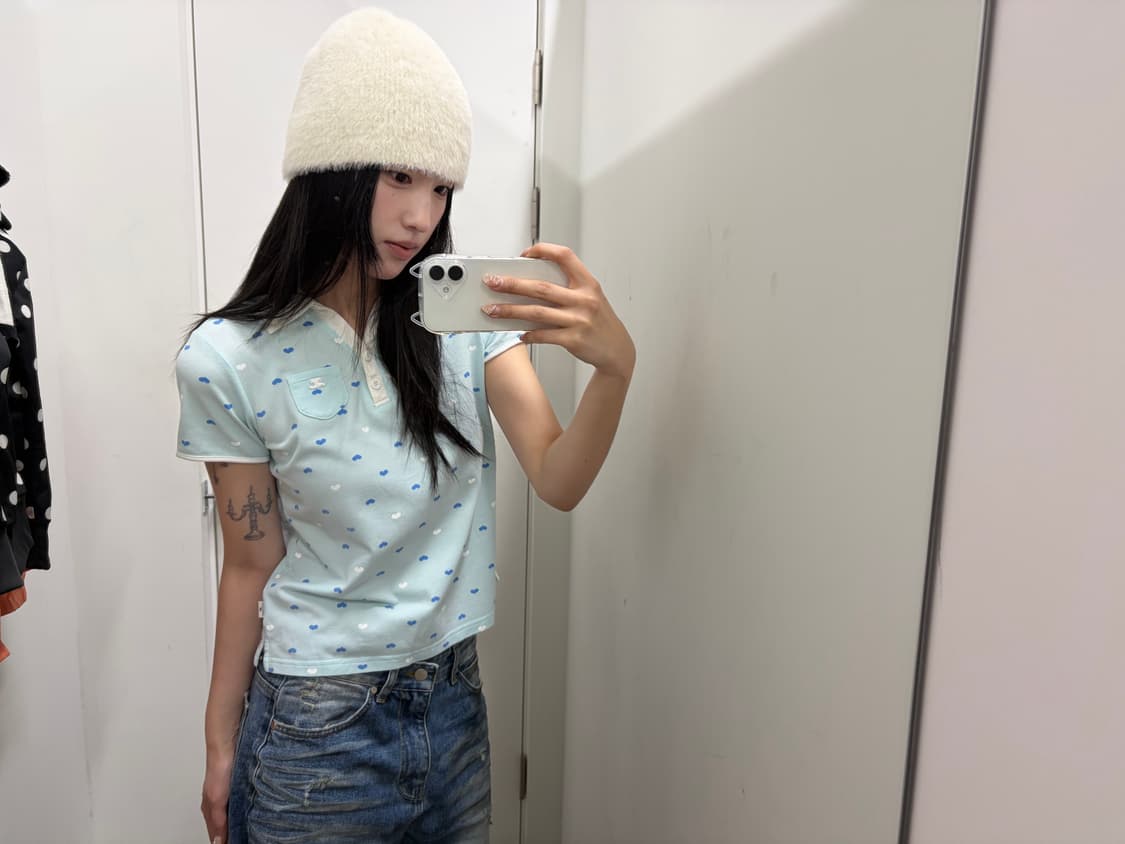 꾸레쥬 하트 패턴 카라티 상품이미지4