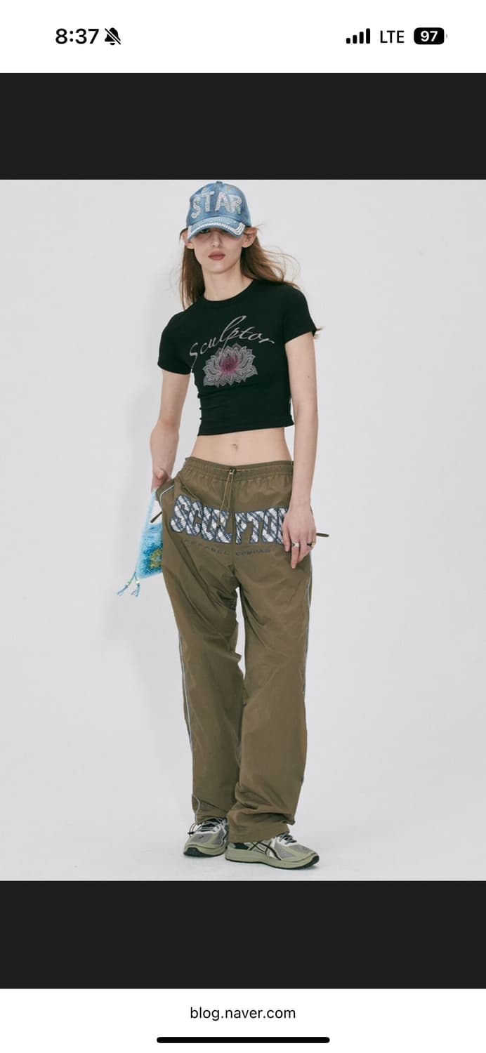 스컬프터 체크 바시티 트랙팬츠 카키 XL 팝니다 상품이미지1