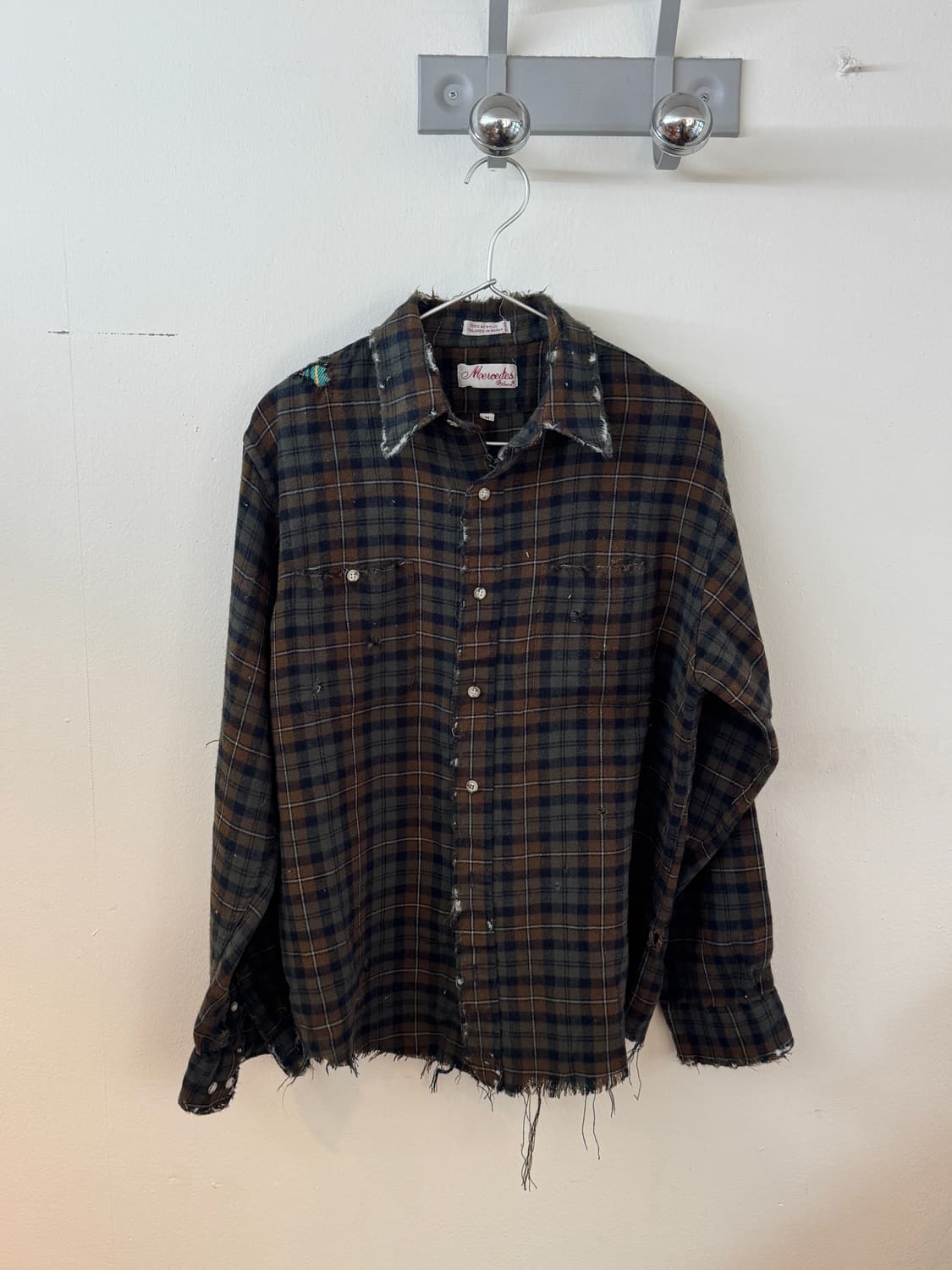 80s flannel repair button up shirt 상품이미지1