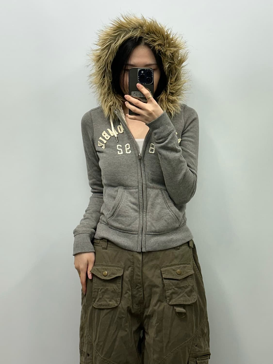 아베크롬비 y2k 와투케 그레이 울프죠 후드집업 상품이미지2