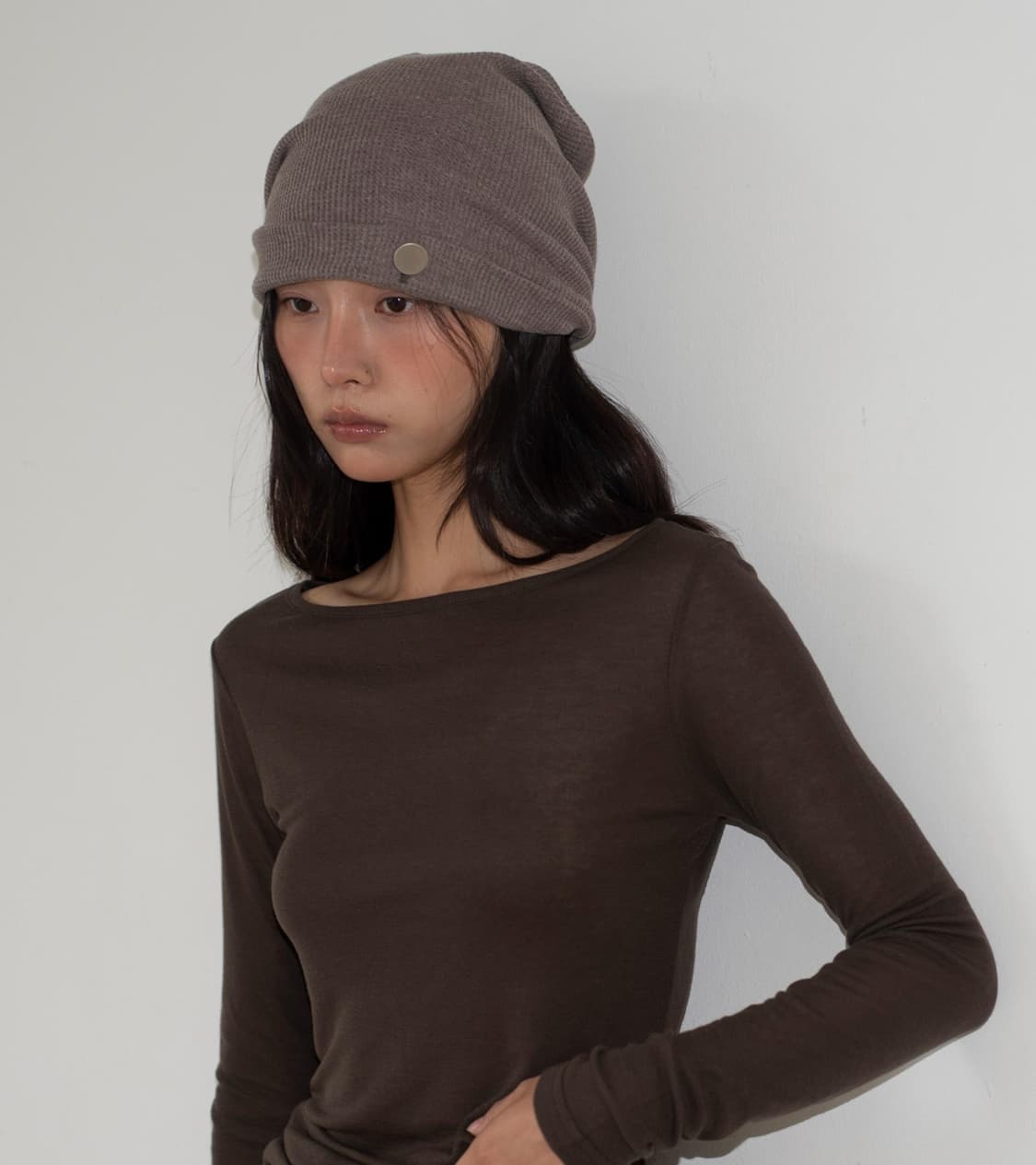 온스카 WHIPPING HAIR BAND & BEANIE (COCOA) 상품이미지3