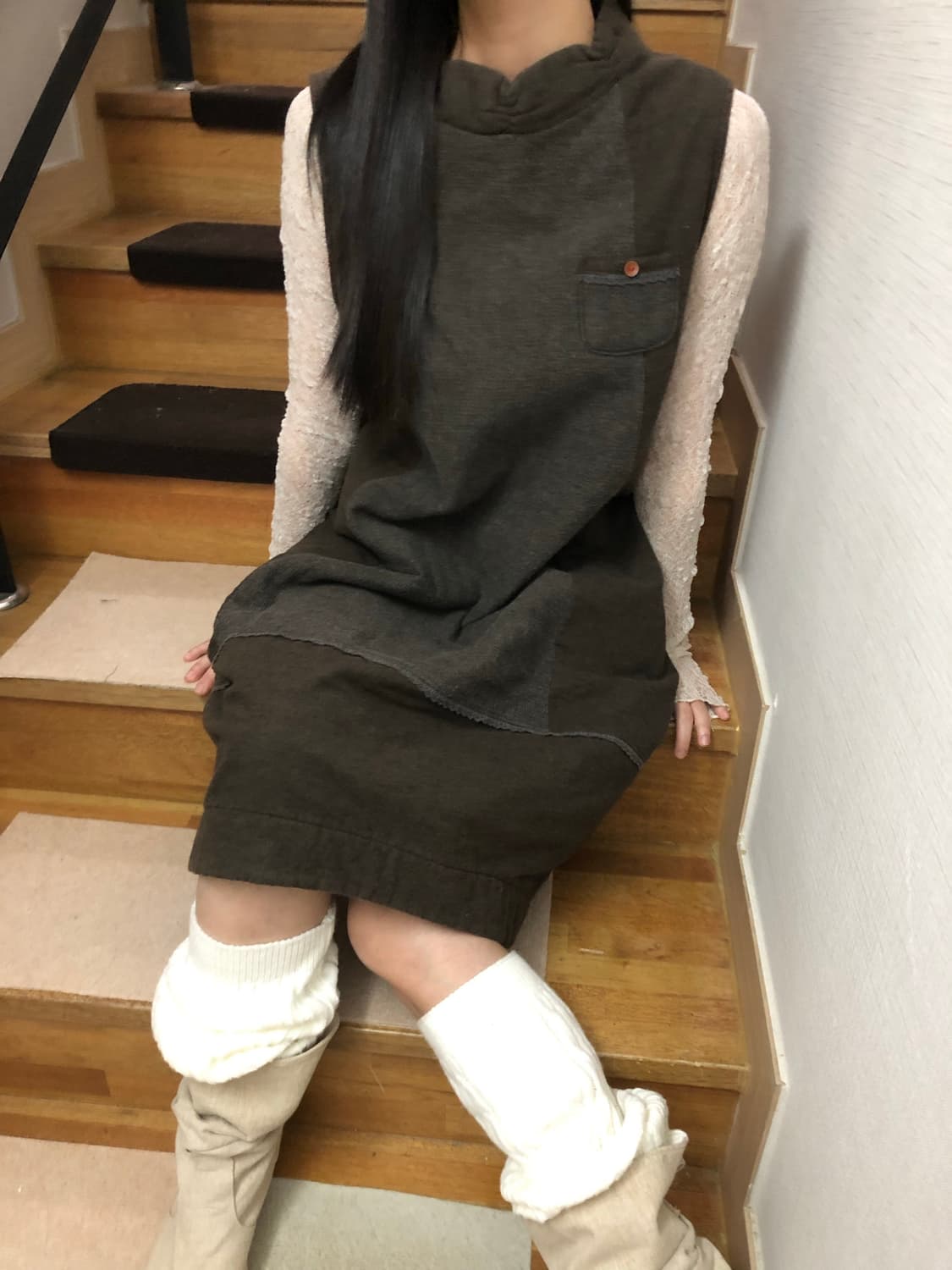 빈티지 다크 브라운 롱 스커트 상품이미지4