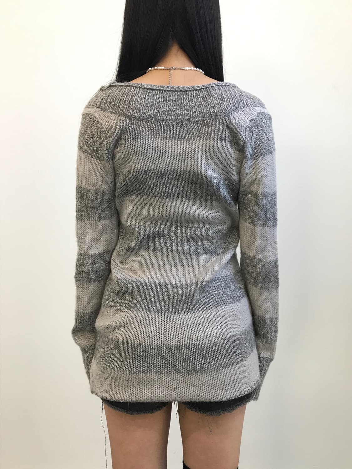 Jpn Y2k Acrylic Striped V-Neck Knit 상품이미지3