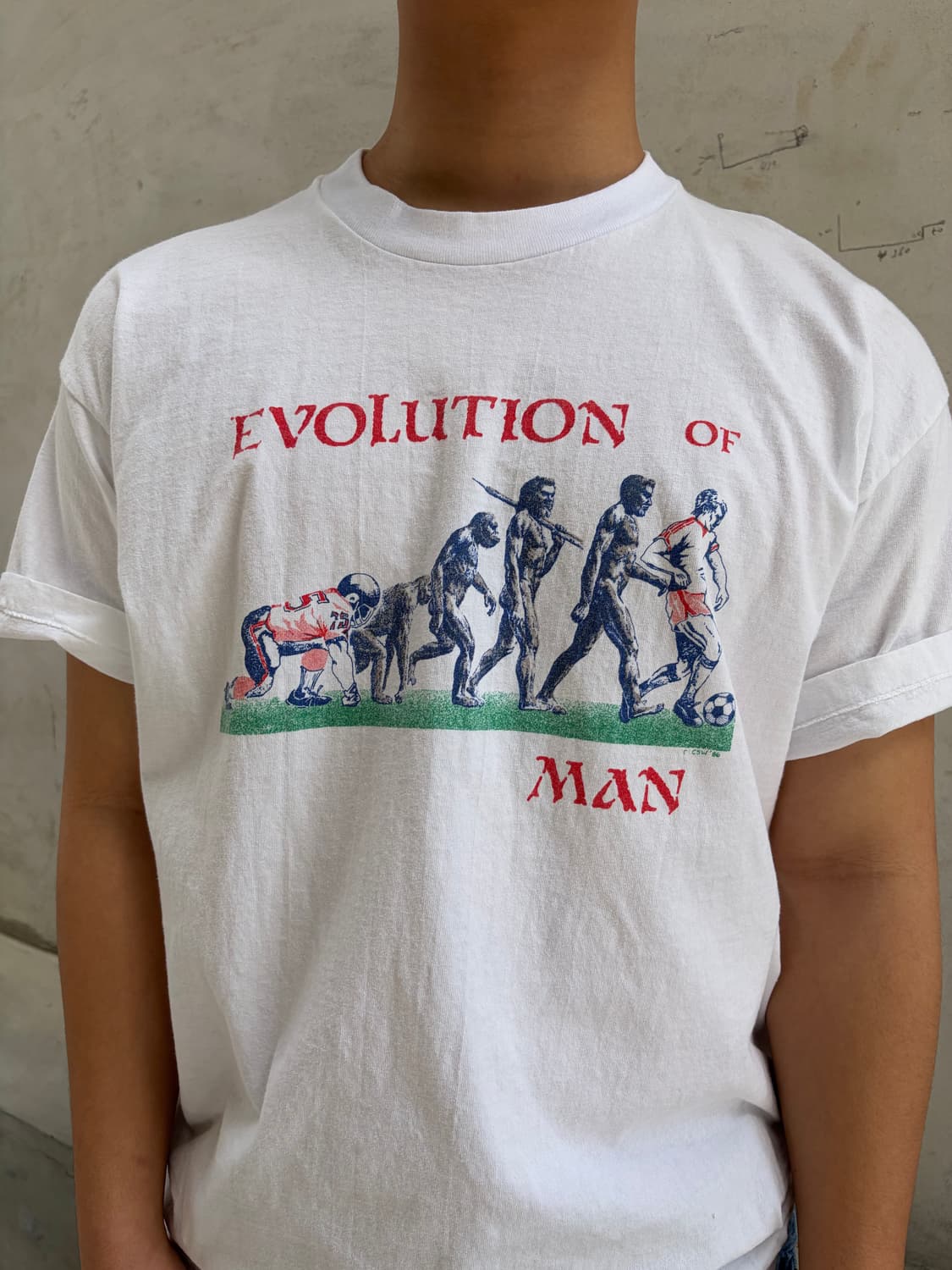 80’s Evolution of man USA print single T 상품이미지4