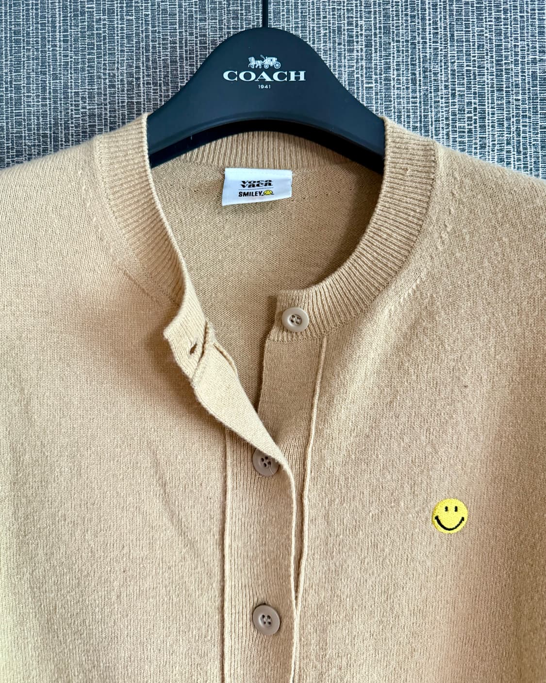 보카바카 VOCAVACA 스마일리 울 캐시미어 혼방 베이지 니트 가디건 상품이미지2