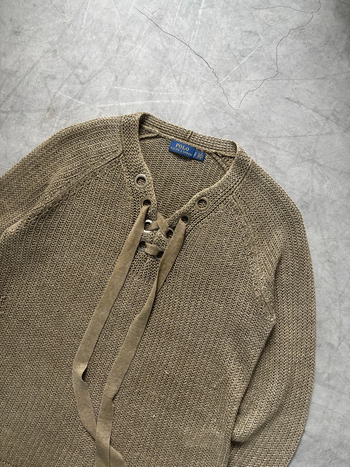 Polo 폴로 랄프로렌 카키 컬러 아일렛 린넨 니트 상품이미지6