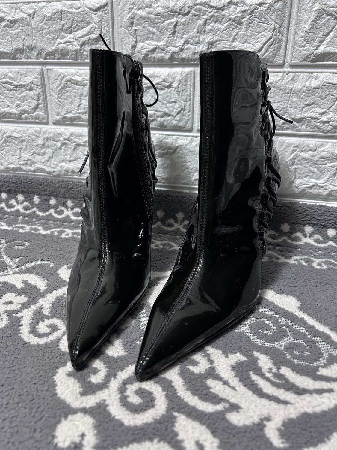 00’s y2k Carlos  파이톤 페이던트 레이스업 힐 상품이미지2