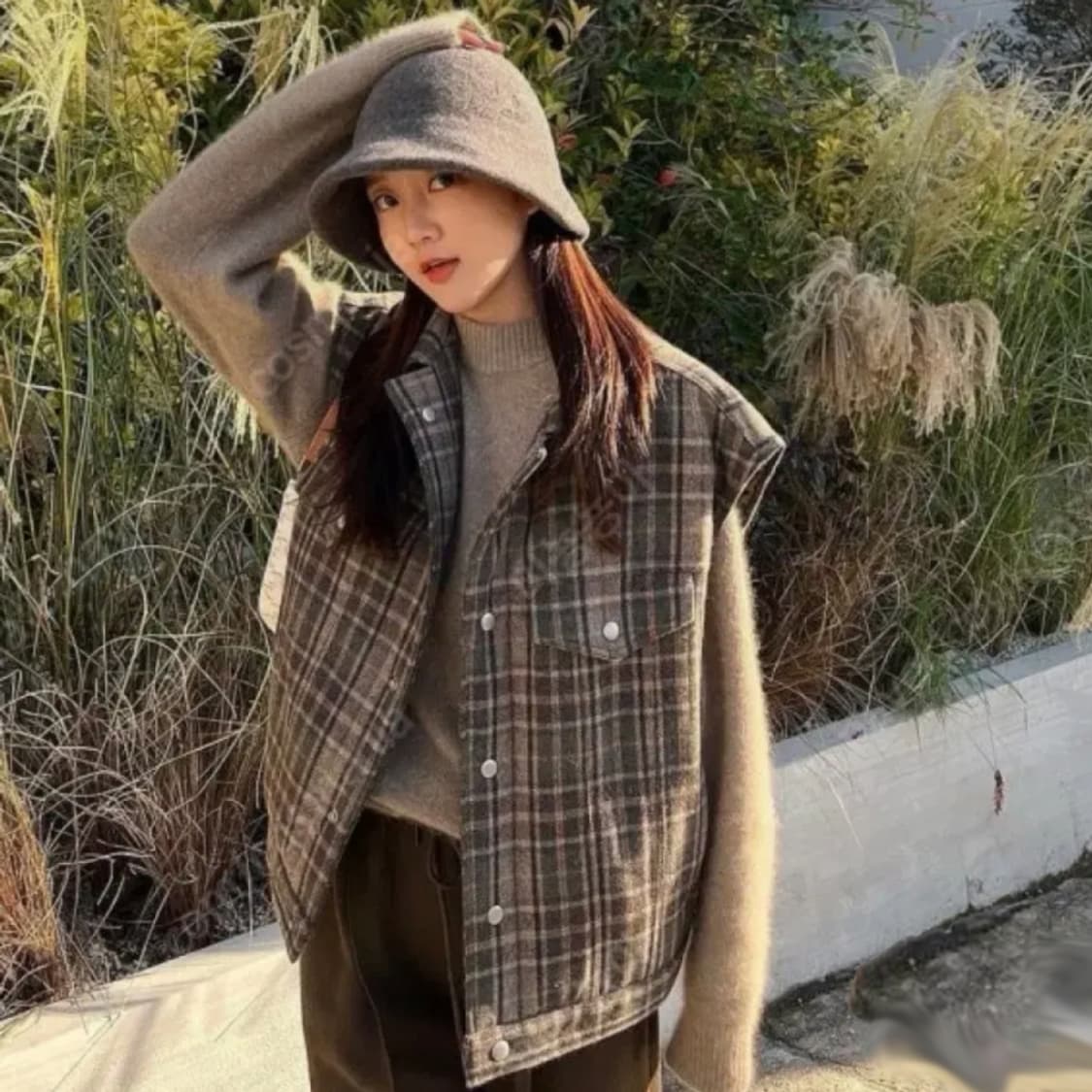 아디세떼흐(A17heures) 하엄지 루흐 체크 패딩베스트 프리사이즈 상품이미지2