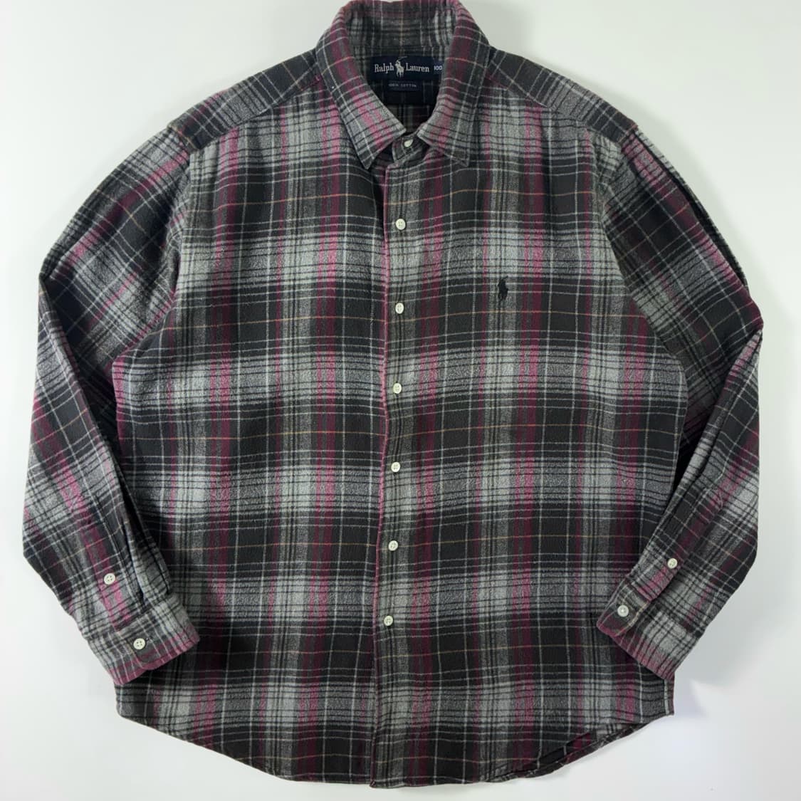 Polo  폴로 랄프로렌 자수 코튼 그레이 체크셔츠  상품이미지1
