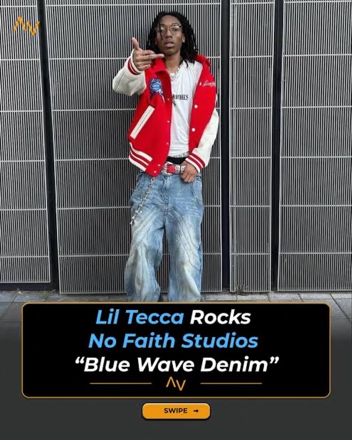 (릴테카 착용) 노페이스 스튜디오 웨이브 빈티지 데님 m 상품이미지1