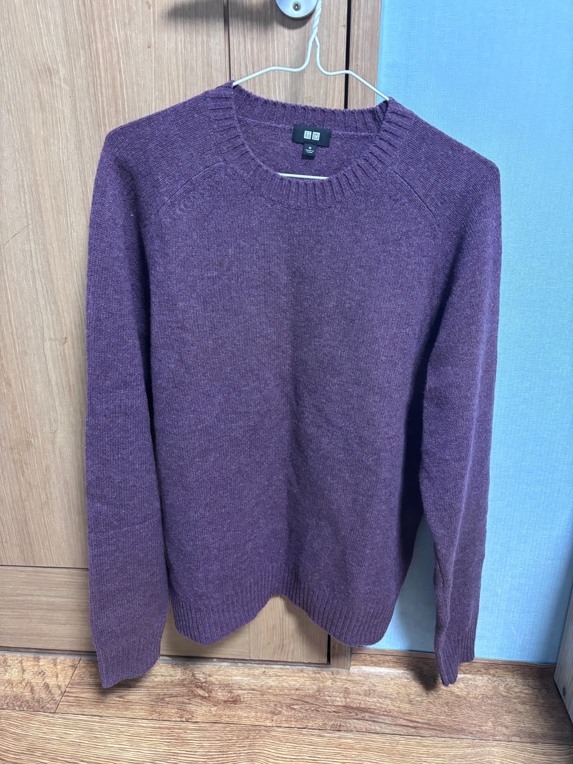유니클로 램스울크루넥스웨터 퍼플 M 상품이미지1