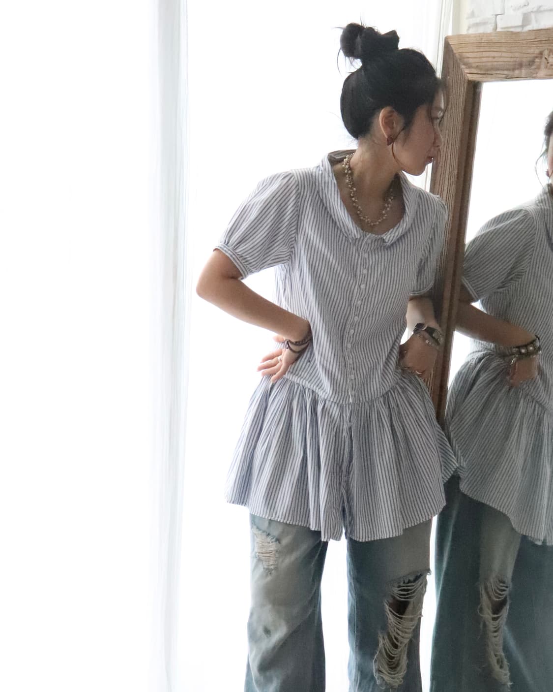 [Kapital] Blue Stripe Tunic Blouse 상품이미지1