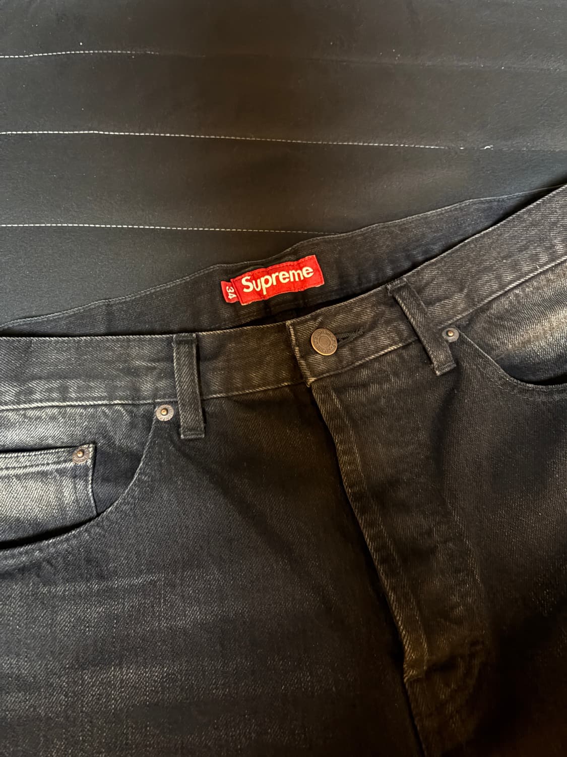 슈프림 셀비지 루즈핏 디스트레스드 진 블랙 34 상품이미지2