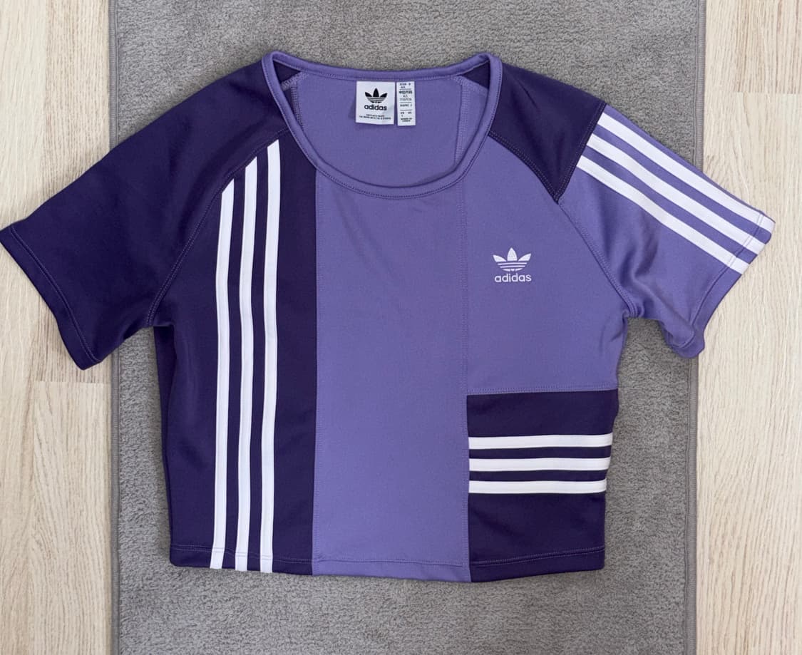 [S급] 💜아디다스 크롭 티셔츠 퍼플 L 상품이미지1