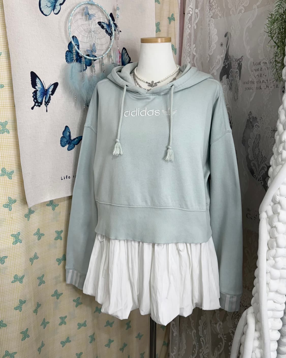 아디다스 민트 크롭 후드 티셔츠 상품이미지7