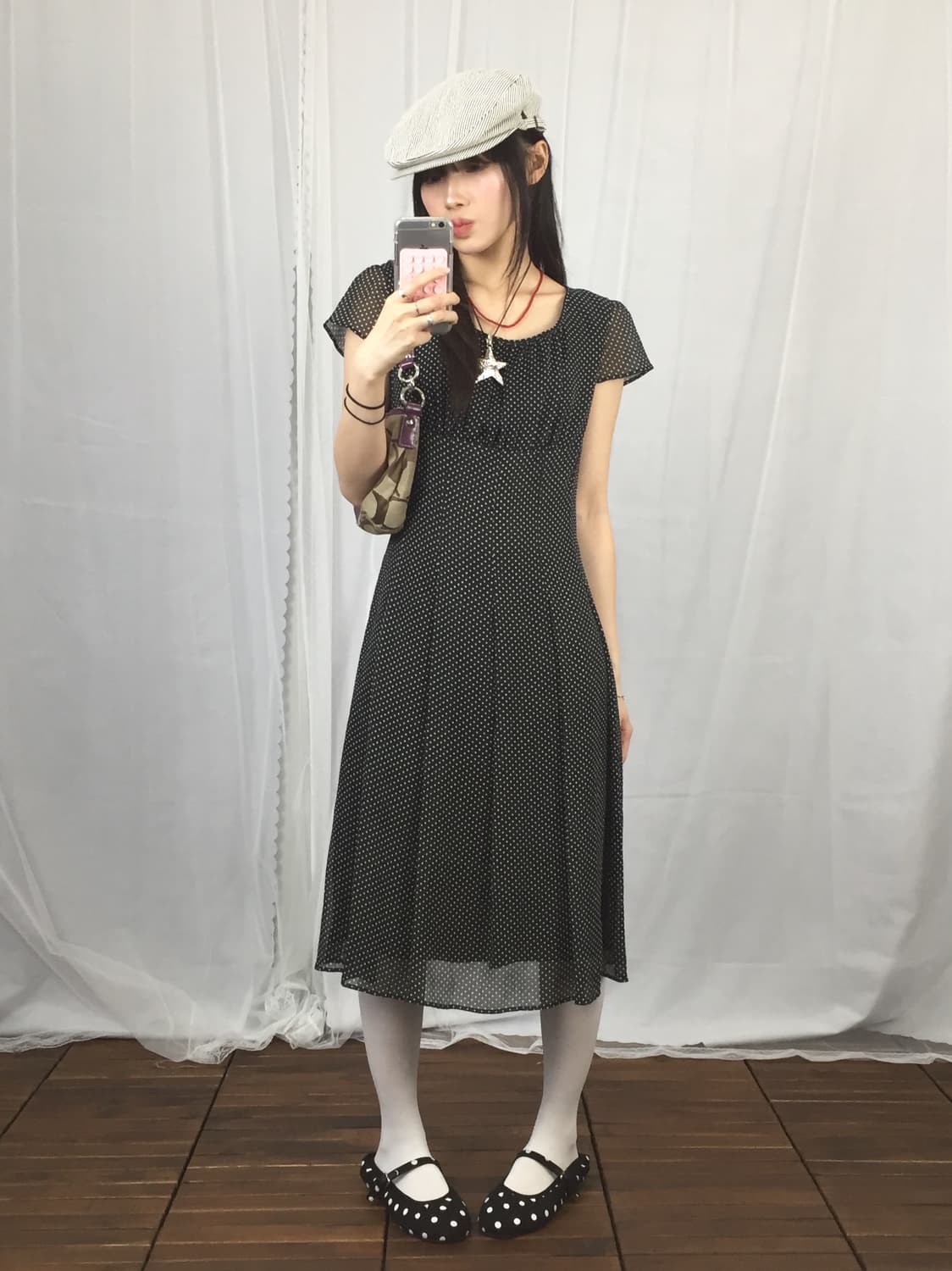 Jpn Black Dot Flare Dress 상품이미지2