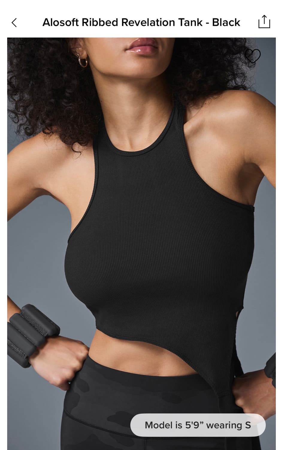 알로 탱크 Alo Ribbed Revelation Tank 블랙 S 상품이미지3