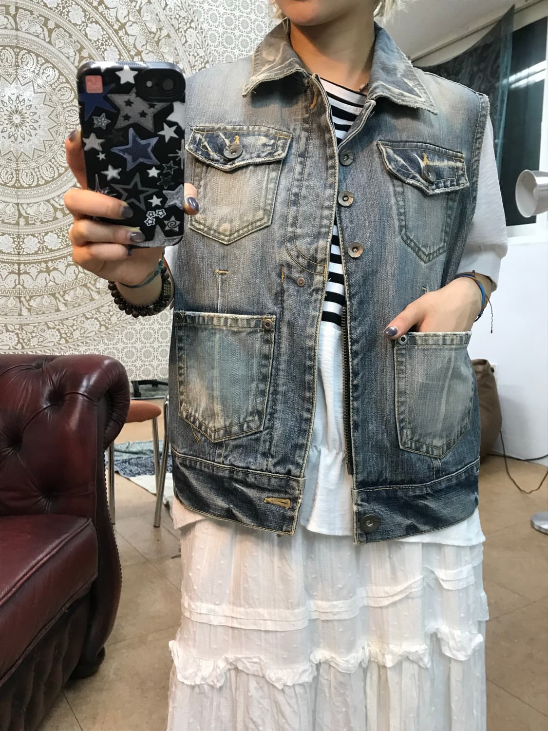 Nix 빈티지 데님 베스트 자켓 상품이미지2