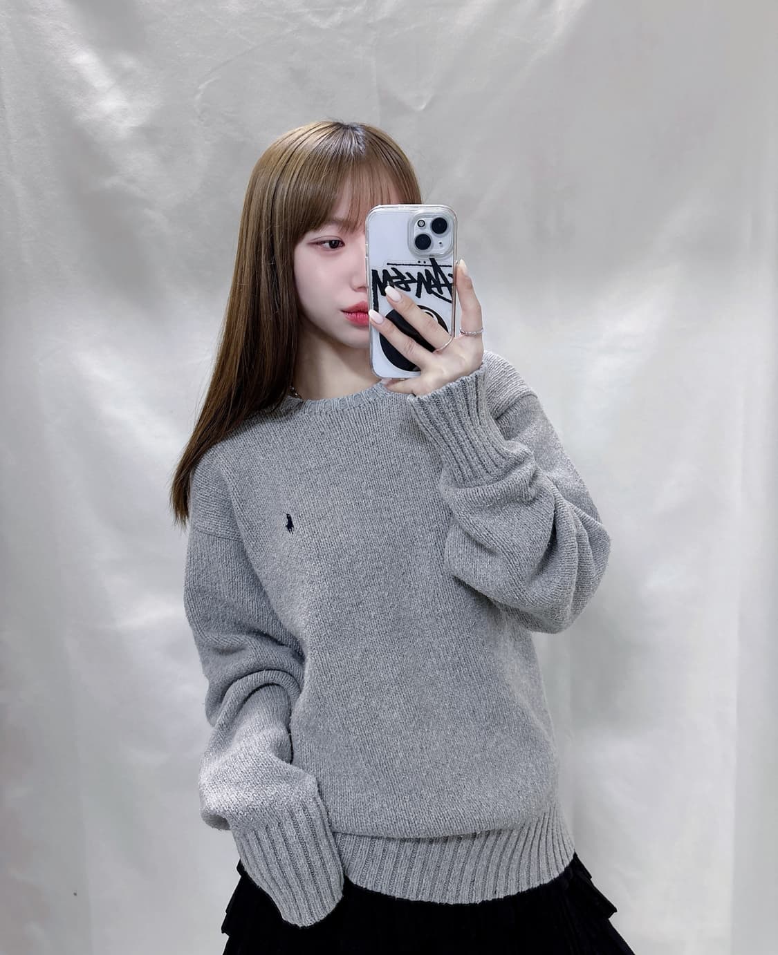 폴로 랄프로렌 라이트그레이 포니로고 라운드 니트  상품이미지1