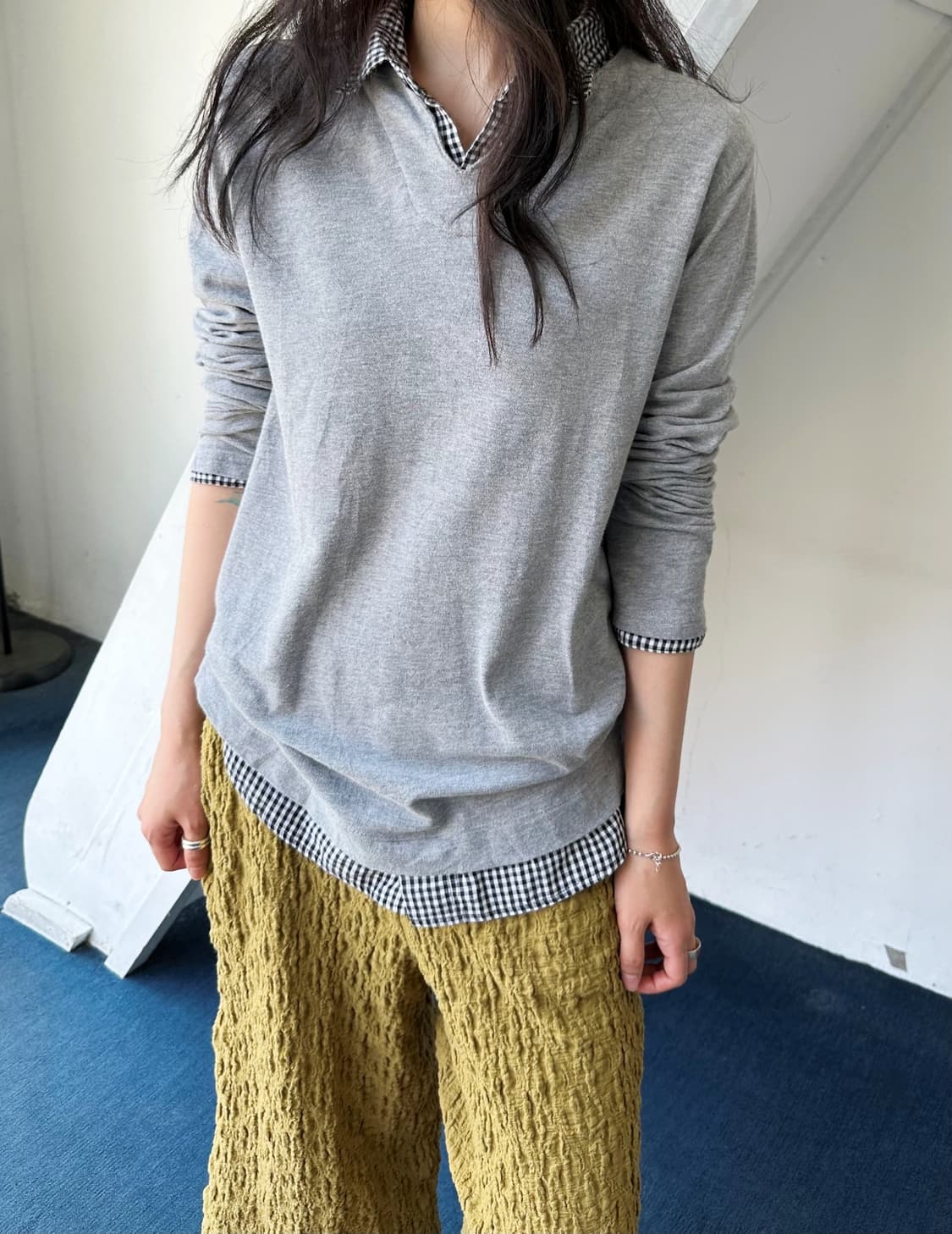 Design fake layered L/S top 상품이미지8