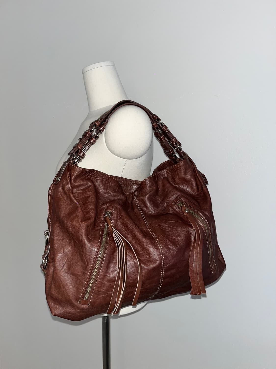 📦 Y2k Old leather redbrown Shoulder Bag 상품이미지2