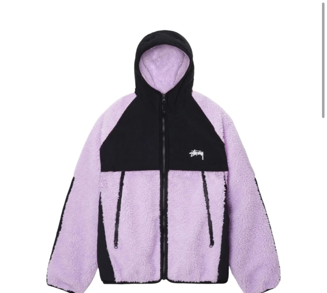 스투시 쉐르파 패널드 후드 자켓 라벤더 후리스 상품이미지4
