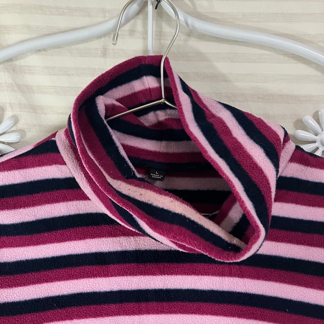 빈티지 핑크 네이비 스트라이프 폴라 니트 960 y2k 스트릿 갸루 펑키 상품이미지5