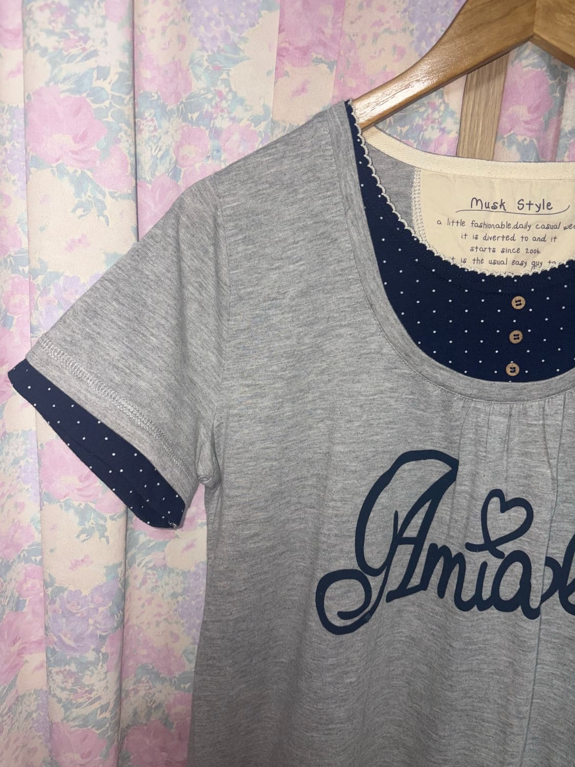 그레이 도트 레이어드 티셔츠 상품이미지7