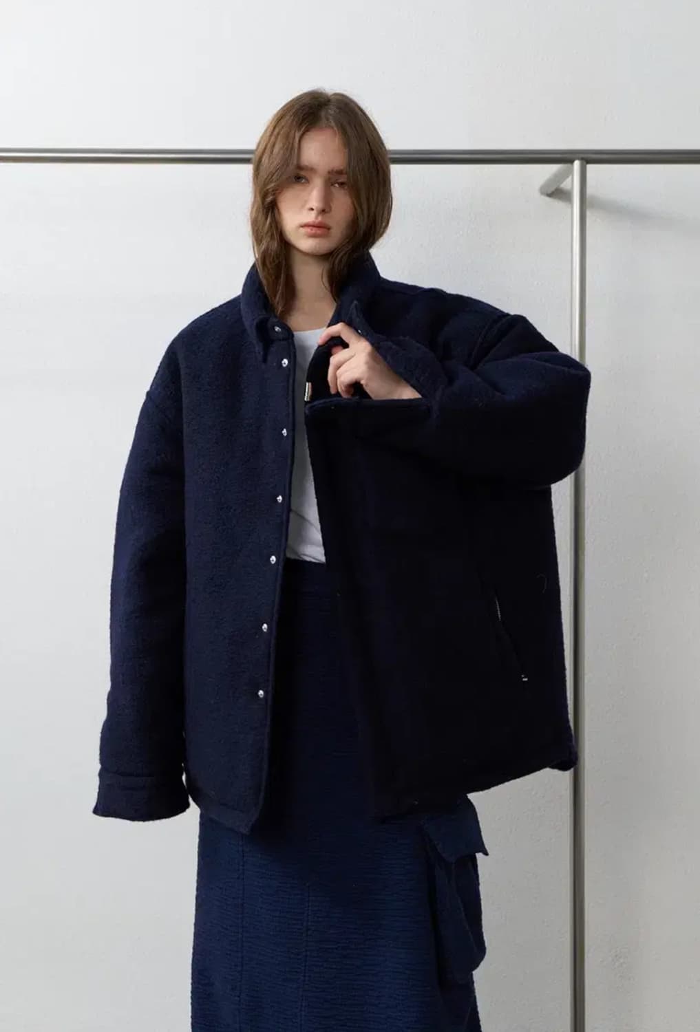 yiyae 이예 푸퍼 패딩 셔츠 네이비 상품이미지2