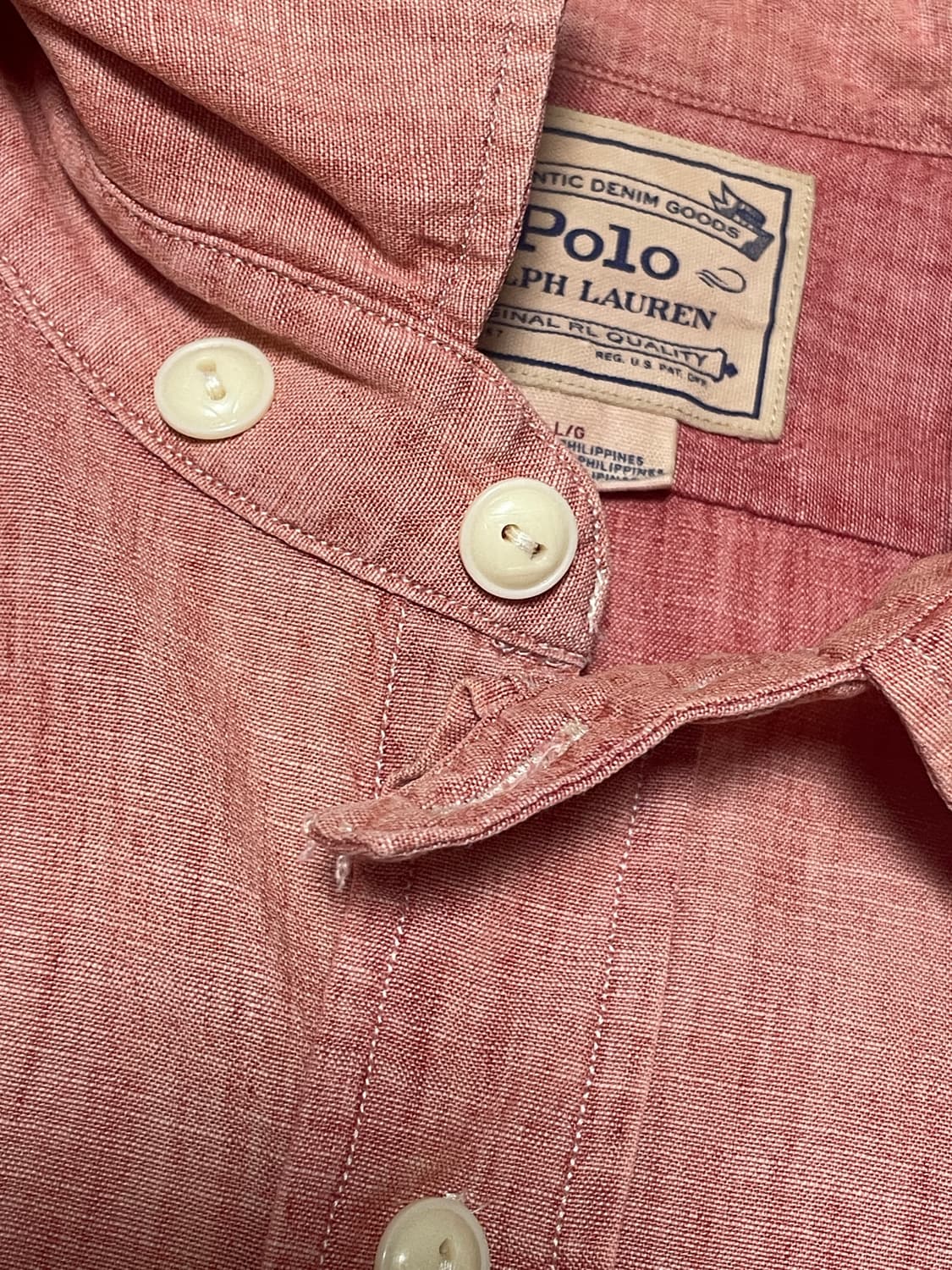 폴로 랄프로렌 샴브레이 워크셔츠 L사이즈 판매합니다 상품이미지3