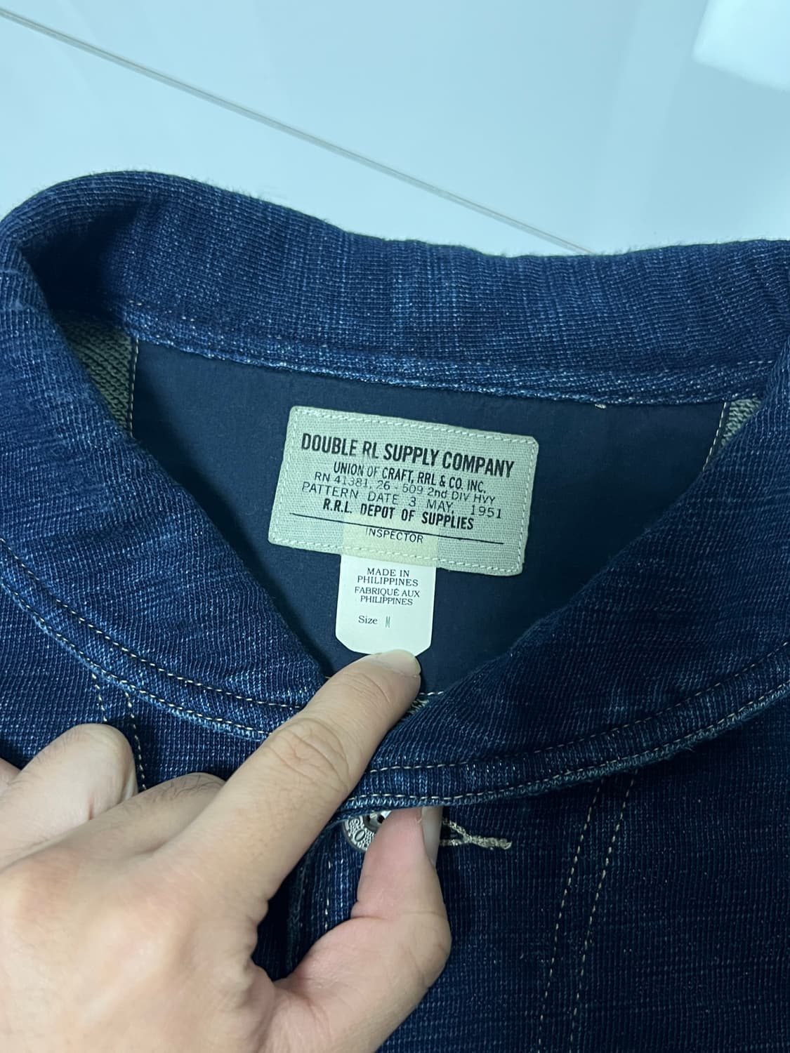 RRL 더블알엘 인디고 프렌치 테리 자켓 M 숄카라 상품이미지4