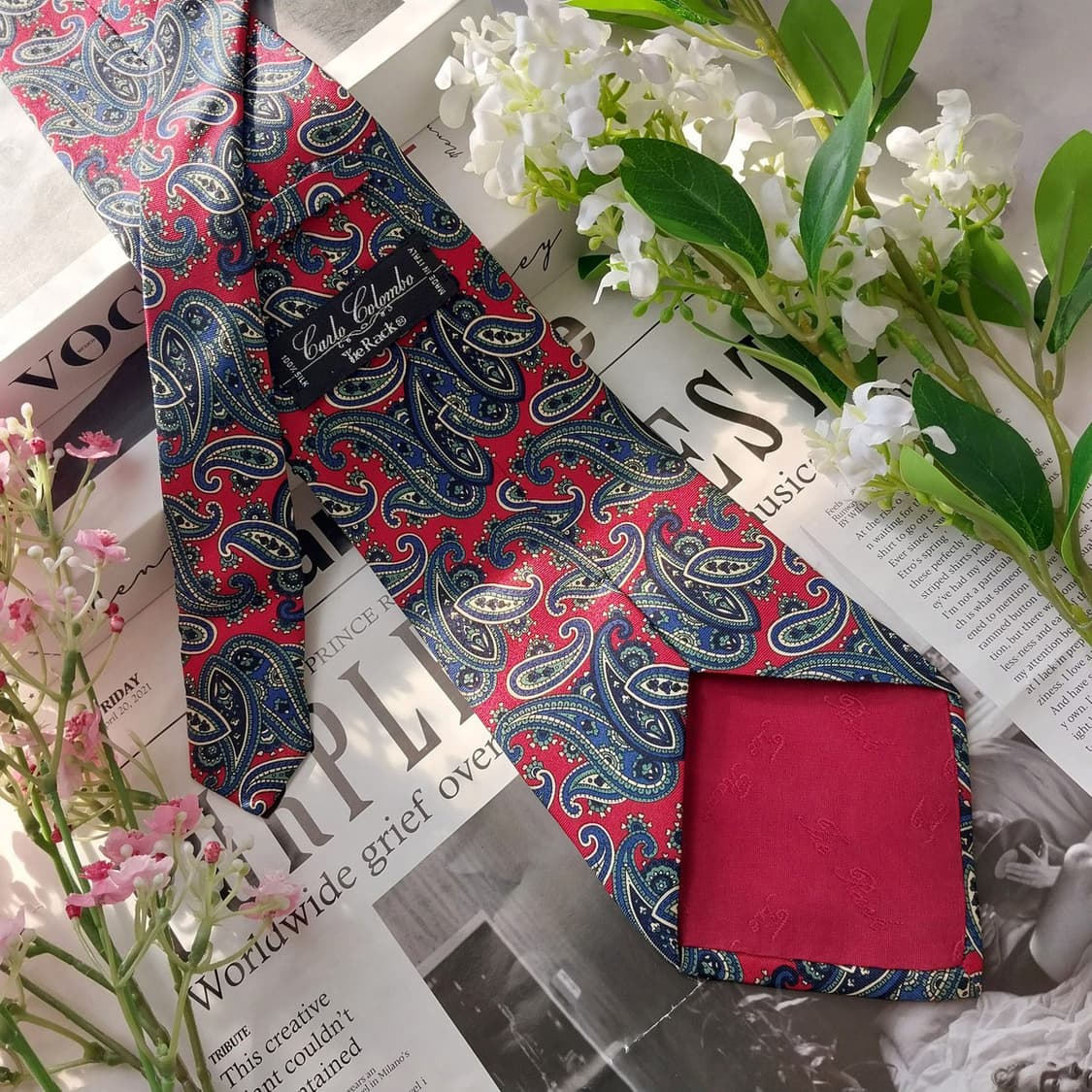 카를로 콜롬보 실크 레드 페이즐리 넥타이 10cm A+등급 K1713
 상품이미지6