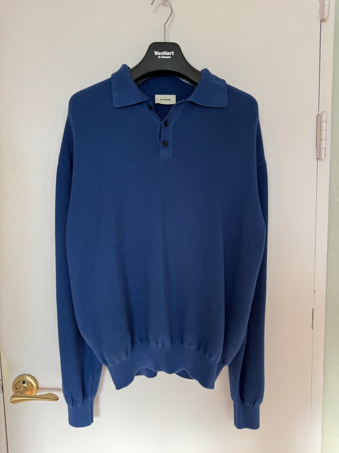 인더로우 코튼 실크 니트 폴로 블루 3사이즈 상품이미지6