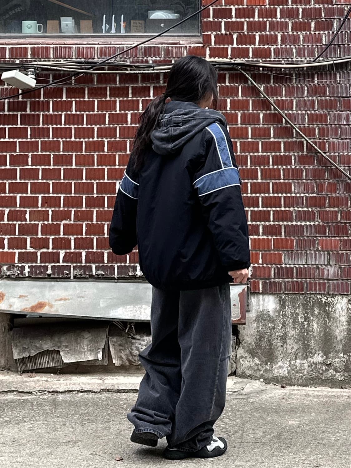 나이키 리버시블 바막 나이키 맨투맨 버카루 후집 흑청 팬츠 코디세트 상품이미지2