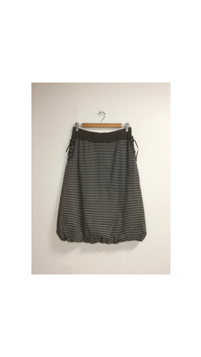 Hiroko bis 히로코비스 브라운 스트라이프 벌룬 미디 스커트 상품이미지1