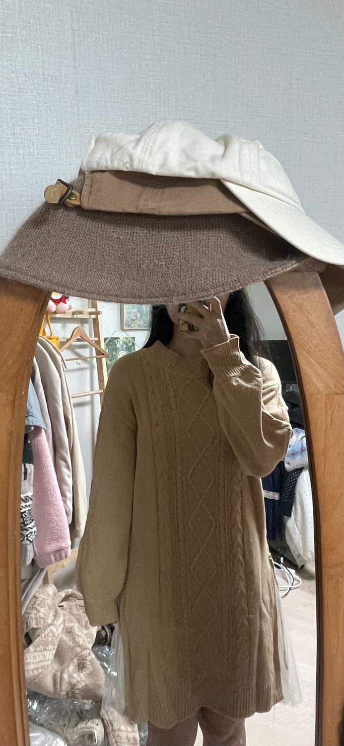 모리걸 빈티지 엑시즈팜 베이지 니트 롱원피스 상품이미지4