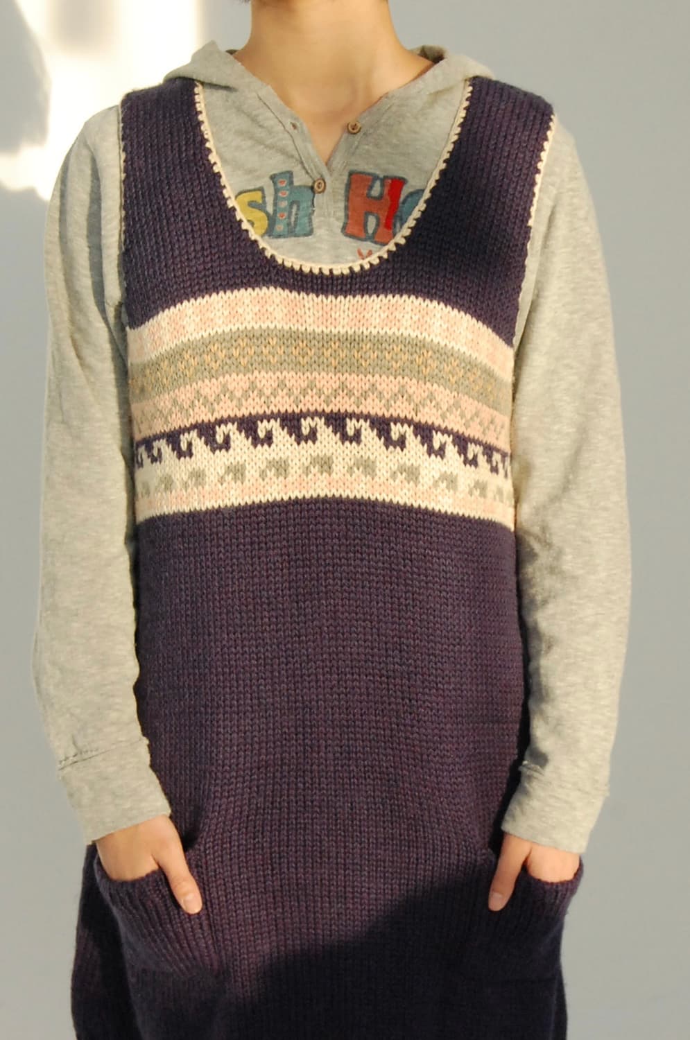 Denim dungaree knit one piece 상품이미지2