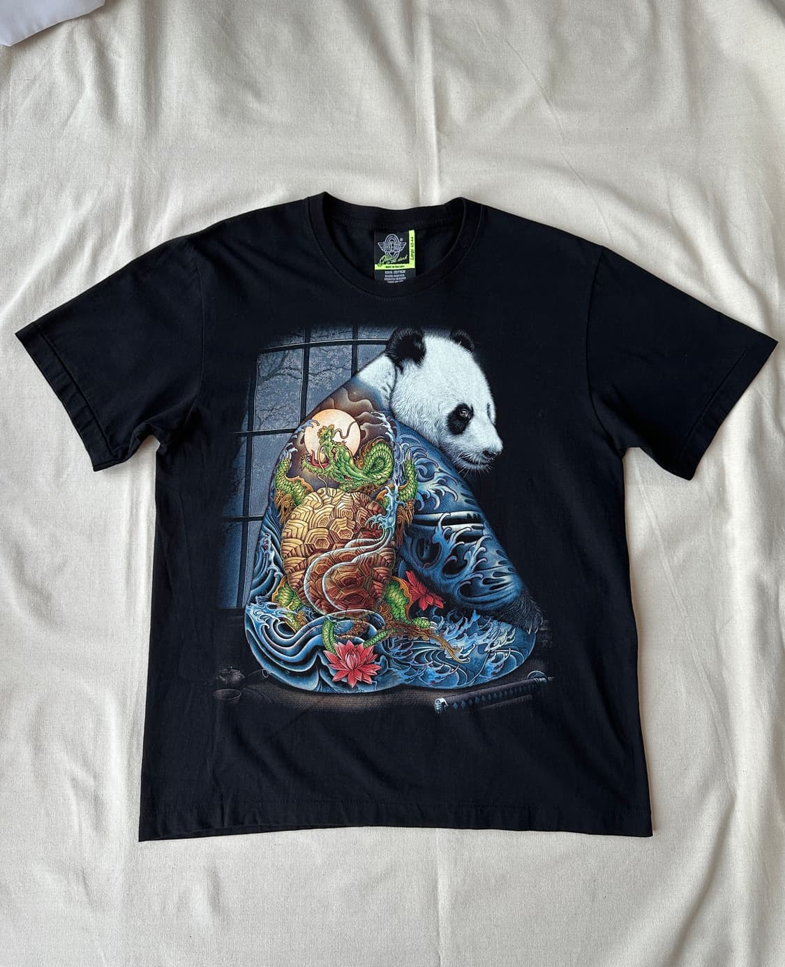 락이글 판다 드래곤 타투 그래픽 반팔 티셔츠 L 상품이미지1